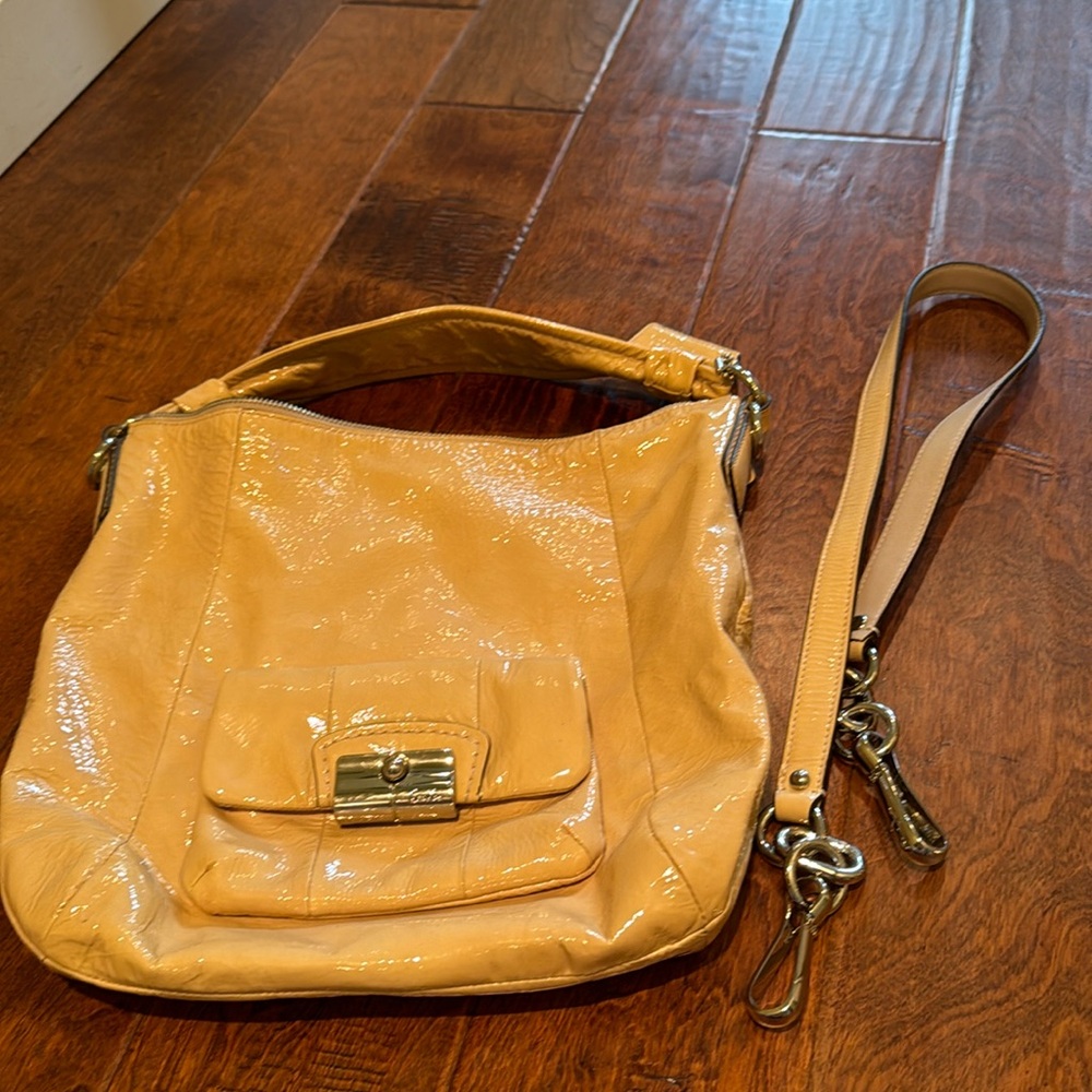 Coach beige pleather purse